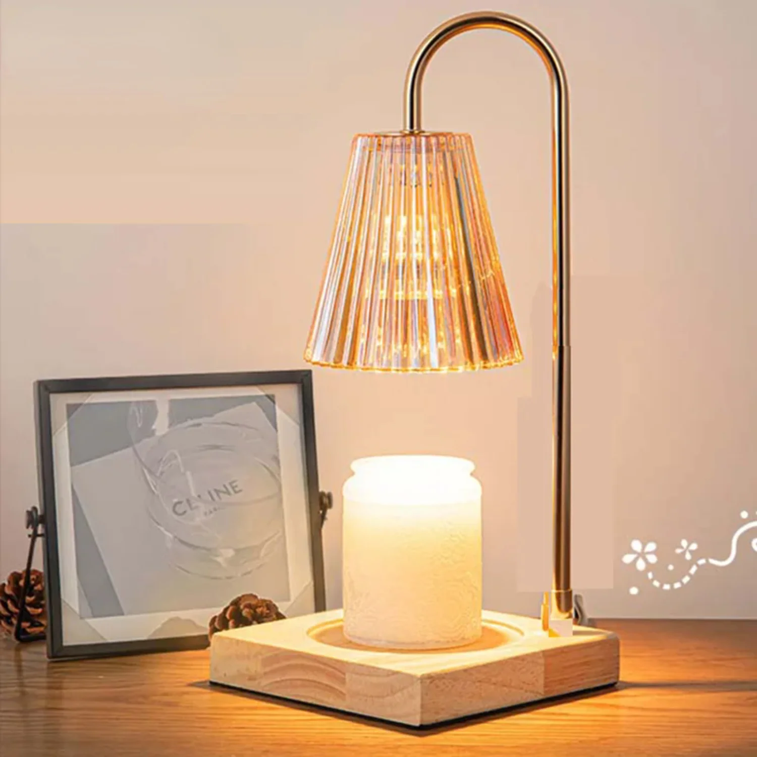 

Candle Warmer Lamp Aromatherapy Retro Melting Wax with Timer Scent Melt Lantern Bedroom Modern Gold Decoration