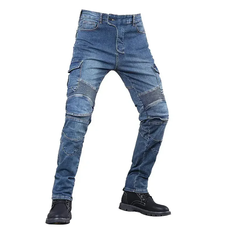 

Men Motorcycle Pants Aramid Motorcycle Jeans Protective Gear Riding Touring Black Motorbike Trousers Blue Motocross Jeans