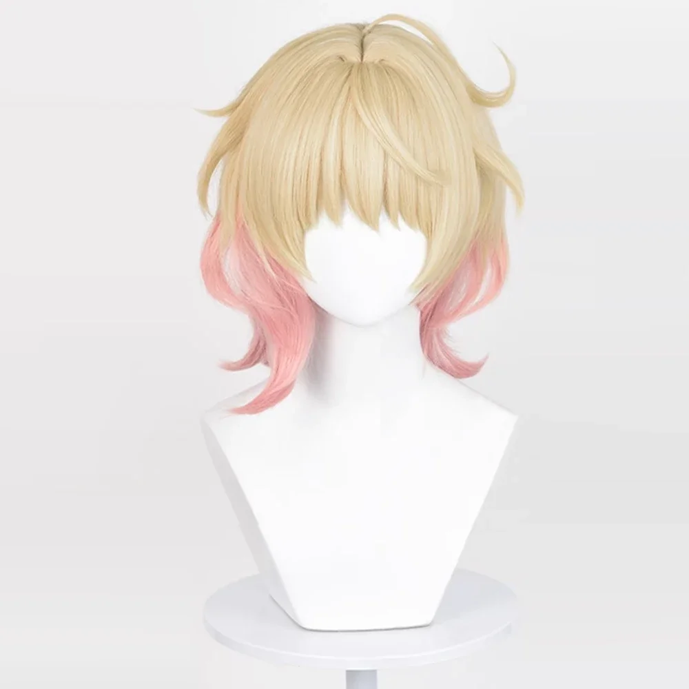 Perruque de Cosplay synthétique lisse ombrée blonde rose, perruque moelleuse en couches pour les musulmans ie, perruque de jeu Anime Cosplay pour 03/Party