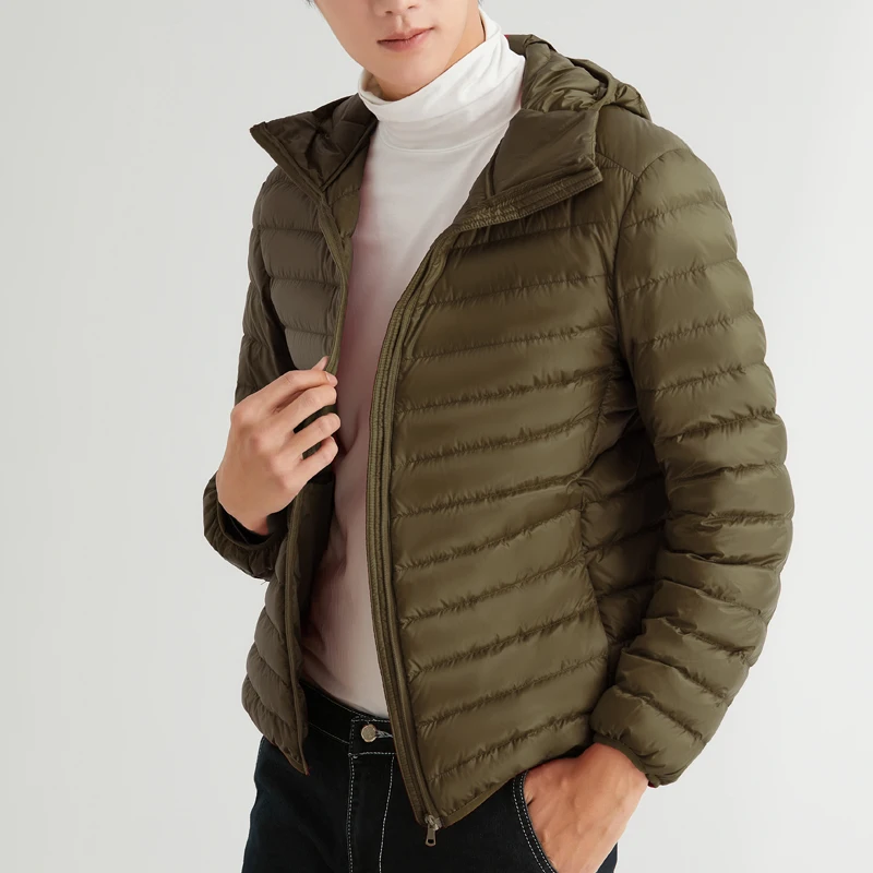 Chaqueta con capucha de plumón de pato para hombre, abrigo de invierno y otoño, chaquetas ultraligeras, prendas de vestir cálidas, Parkas, ropa de campaña al aire libre 90%