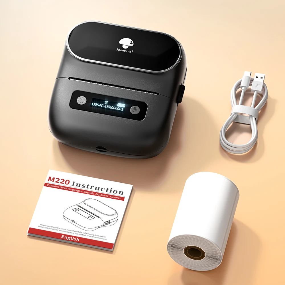 Phomemo M220 Portable Bluetooth Label Printer 75mm Thermal Barcode Machine for Home Office Supermarket Price Tag Sticker Maker