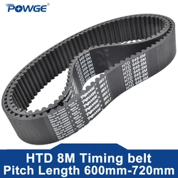 POWGE HTD 8M Timing belt Lp=600 608 616 624 632 640 648 656 664 672 680 688 696 704 712 720 Width 15-50mm Rubber 8YU HTD8M Belt