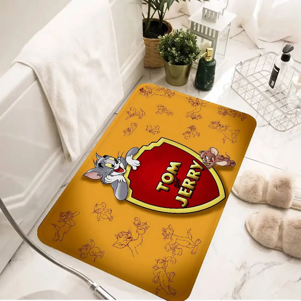 T-Tom and Jerry Comedy animated short film Floor Mat Rectangle Anti-slip Home Soft Badmat Front Door Indoor Outdoor Mat
