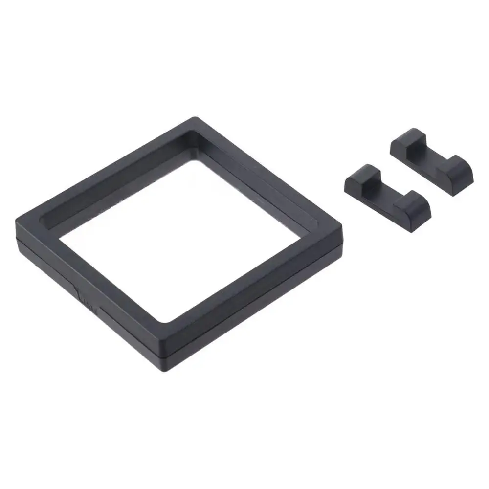 Lot de 6 coques carrées 4.3x4.3 pouces, présentoir transparent avec socle PE 3D, boîte de présentation flottante