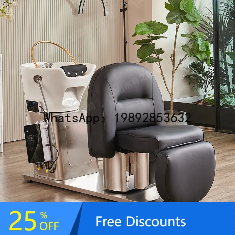 

YFY Barber Shop Shampoo Bed Salon Special Semi-Reclining Ceramic Basin Washing Bed High-End Salon Electric