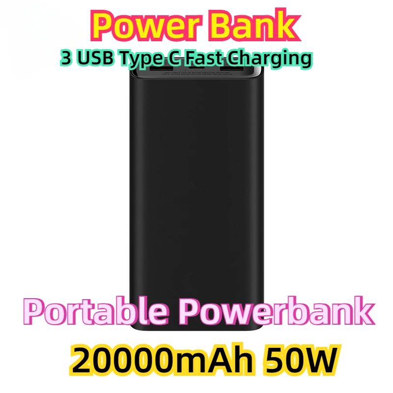 

For Xiaomi Power Bank 3 20000mAh 50W 3 USB Type C Fast Charging Portable Powerbank 20000 External Battery Poverbank