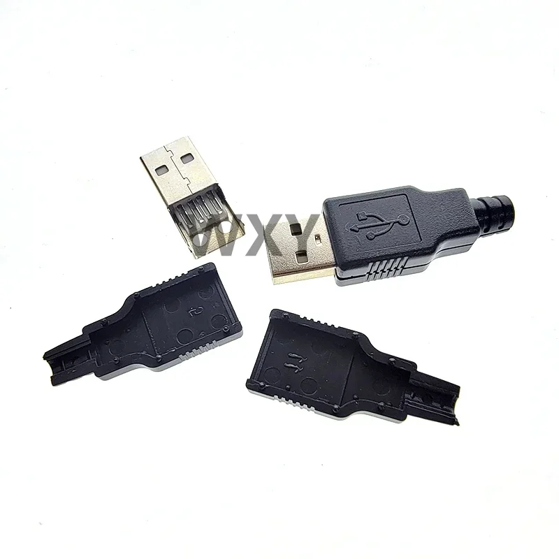 5/10/20Pcs USB Type A Male Female 4 Pin Soldering Plug Socket Connector With Plastic Cover Type-A DIY Kits Black