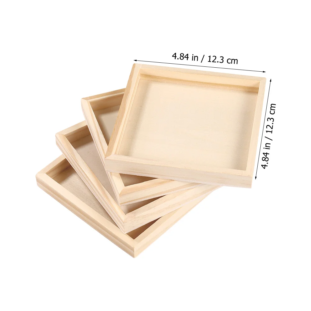 5 Pcs Puzzles Wooden Pallet Square Serving Trays Household Nested for Block Blocks Storage