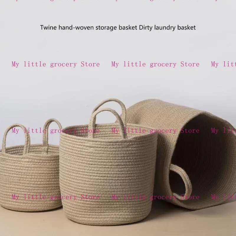 D5BD Spacious Handwoven Cotton Rope Basket Delicate Cotton Rope Large Woven Basket Versatile Home Organization Stand Holder
