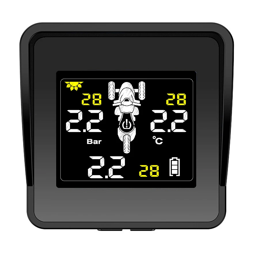 Sistema de Monitoramento de Pressão Solar sem Fio do Pneu Monitor de Motocicleta Tpms Display Lcd Sensores Externos