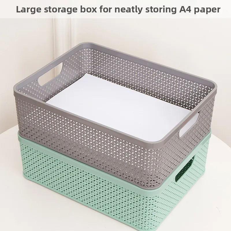 

Прямоугольный пластиковый настольный органайзер, многофункциональная корзина для хранения на кухне, корзина для документов формата А4, настольный контейнер для хранения с крышкой