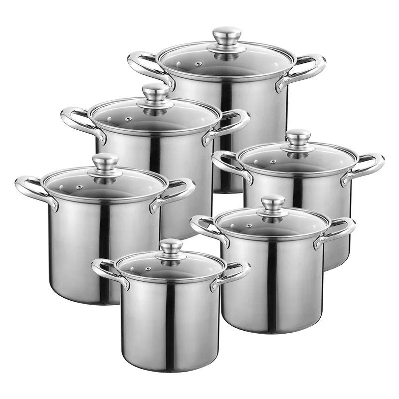 Stainless Steel Large Capacity Thickened Stockpot Set for Home Kitchen Modern Easy Clean Durable Cookware for Hotel Restaurant