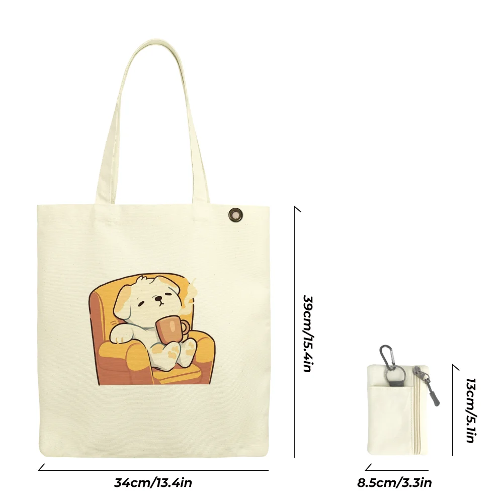 Printed Tote Bag, Canvas Large Capacity Shoulder Bag with Mini Coin Purse, Handbag for School, Shopping ,Daily Commute