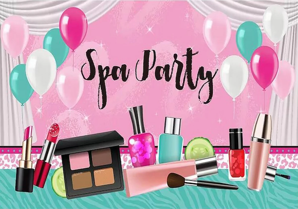 

Spa Girls Makeup Balloon Curtain cosmetic backdrops computer print party supplies Photography Studio Backgrounds