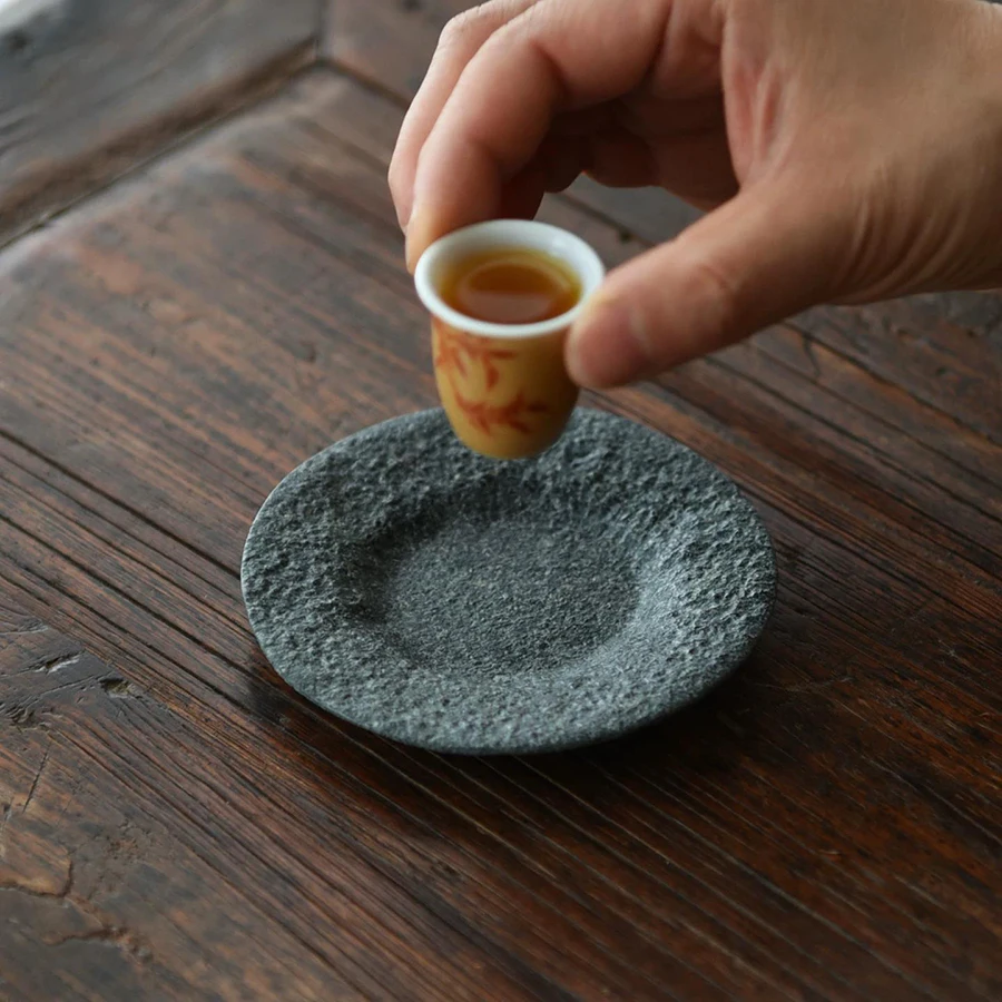 Natural Stone Tea Coaster Wabi Sabi Solid Bluestone Trivet Hand Chiseled Multi Use Kung Fu Tea Accessory Zen Eco Table Decor
