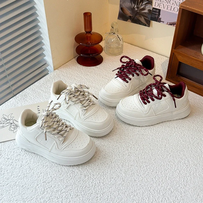 Kids Sneakers New School Girls Causal Tennis Shoes Chunky Breathable Children White Boys Sports Shoes Versatile Running Non-slip