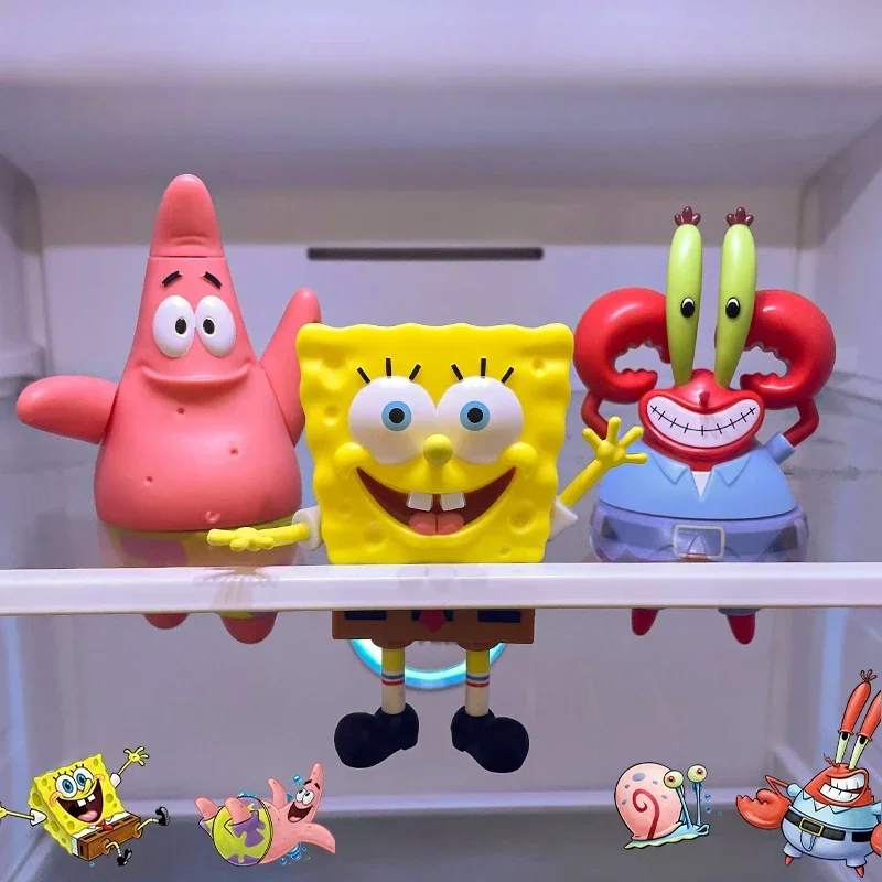 SpongeBob SuqarePants سلسلة الذكرى السنوية الـ 25 لعبة مغناطيس الثلاجة شخصيات الحركة المغناطيسية القابلة للفصل جمع الحلي #3