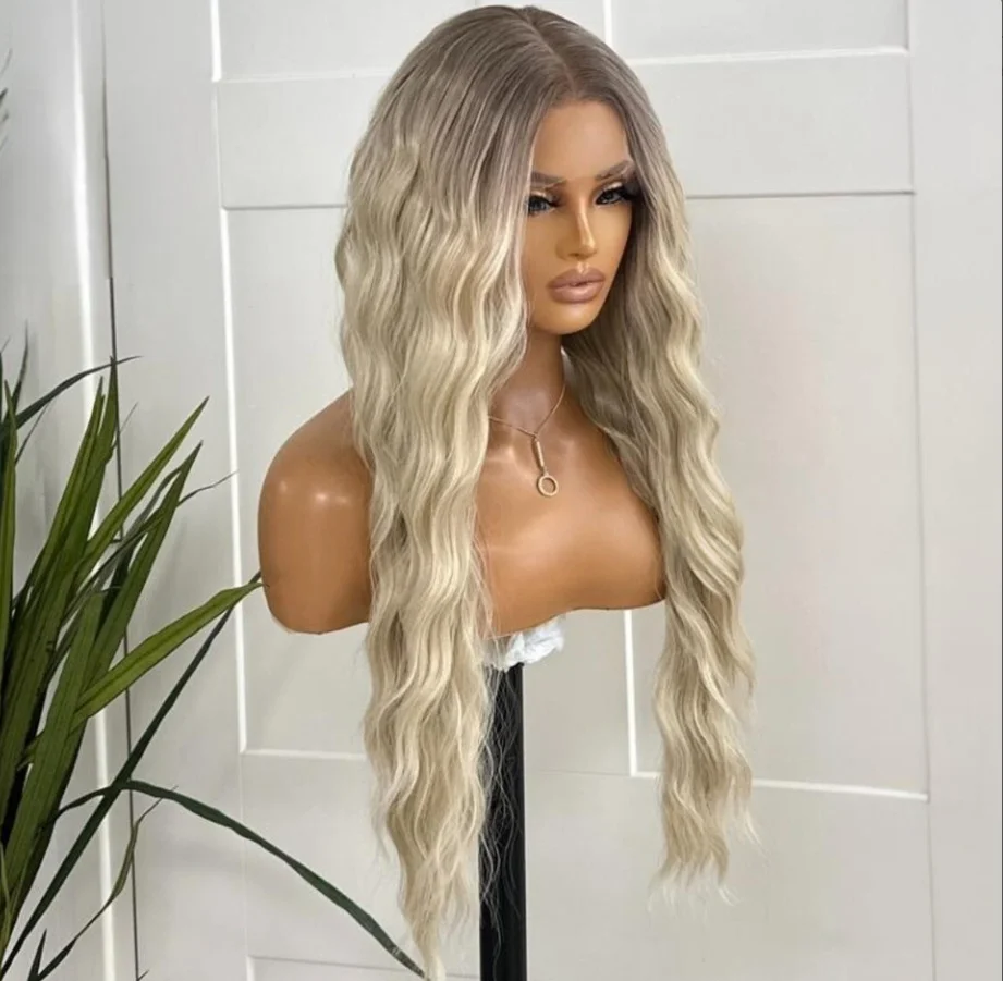 

Светло-русые парики с омбре, женские длинные глубокие волны, синтетический парик спереди, высокое качество, 13*4HD, прозрачный парик с кружевным верхом, использование для косплея