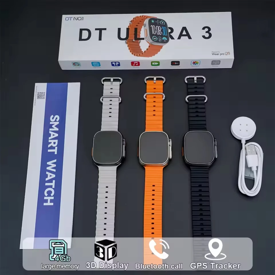 

2025 Новые оригинальные умные часы DT Ultra 3 для мужчин 49 мм AMOLED 32G ROM Chat GPT NFC Compass BT Call Sport GPS Track Спортивные часы для женщин