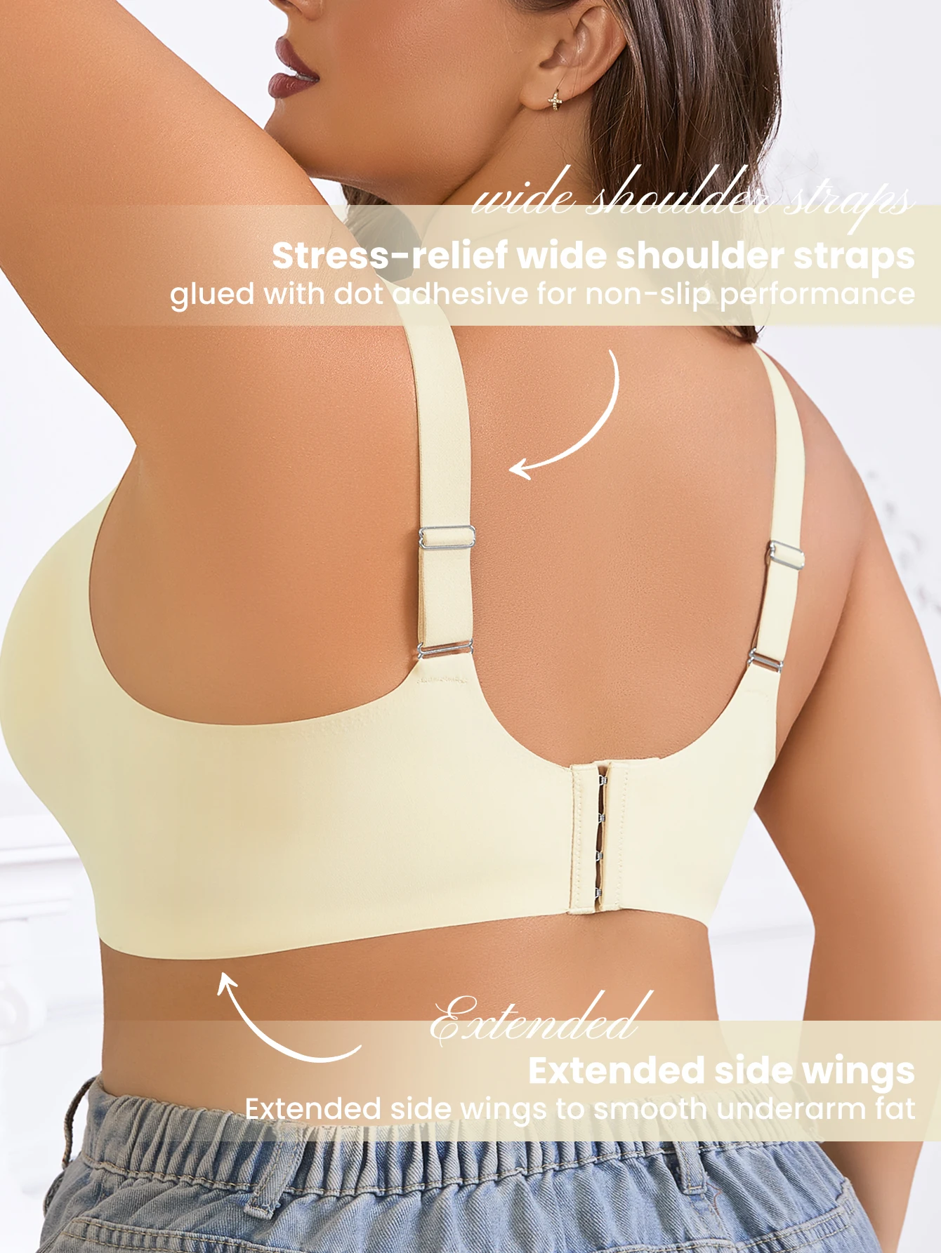 Plus Size Women Solid Color Da - Wirefree Bra Comfort recension och pris