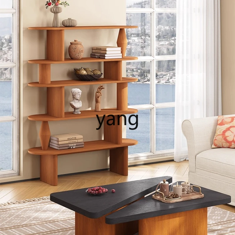 

LZR Vintage Style Teak Wood Veneer Solid Wood Veneer Unit Multi-Grid Display Rack