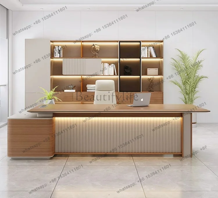 Light luxury high-end sense of simplicity and modern president high-end atmosphere office desk and chair combination