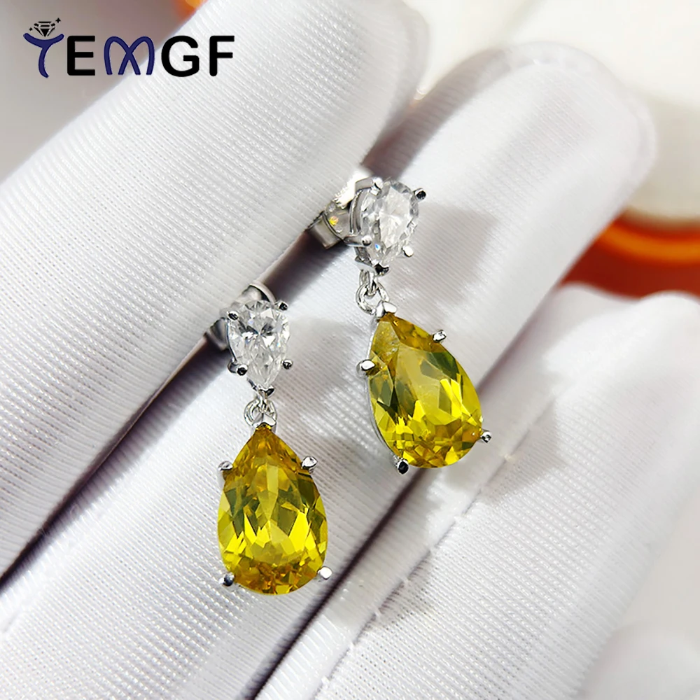 

TEMGF Water Drop Ear Studs S925 Sterling Silver Earrings for Women Wedding Anniversary Classic Sparkling Fashion Fine Jewelry