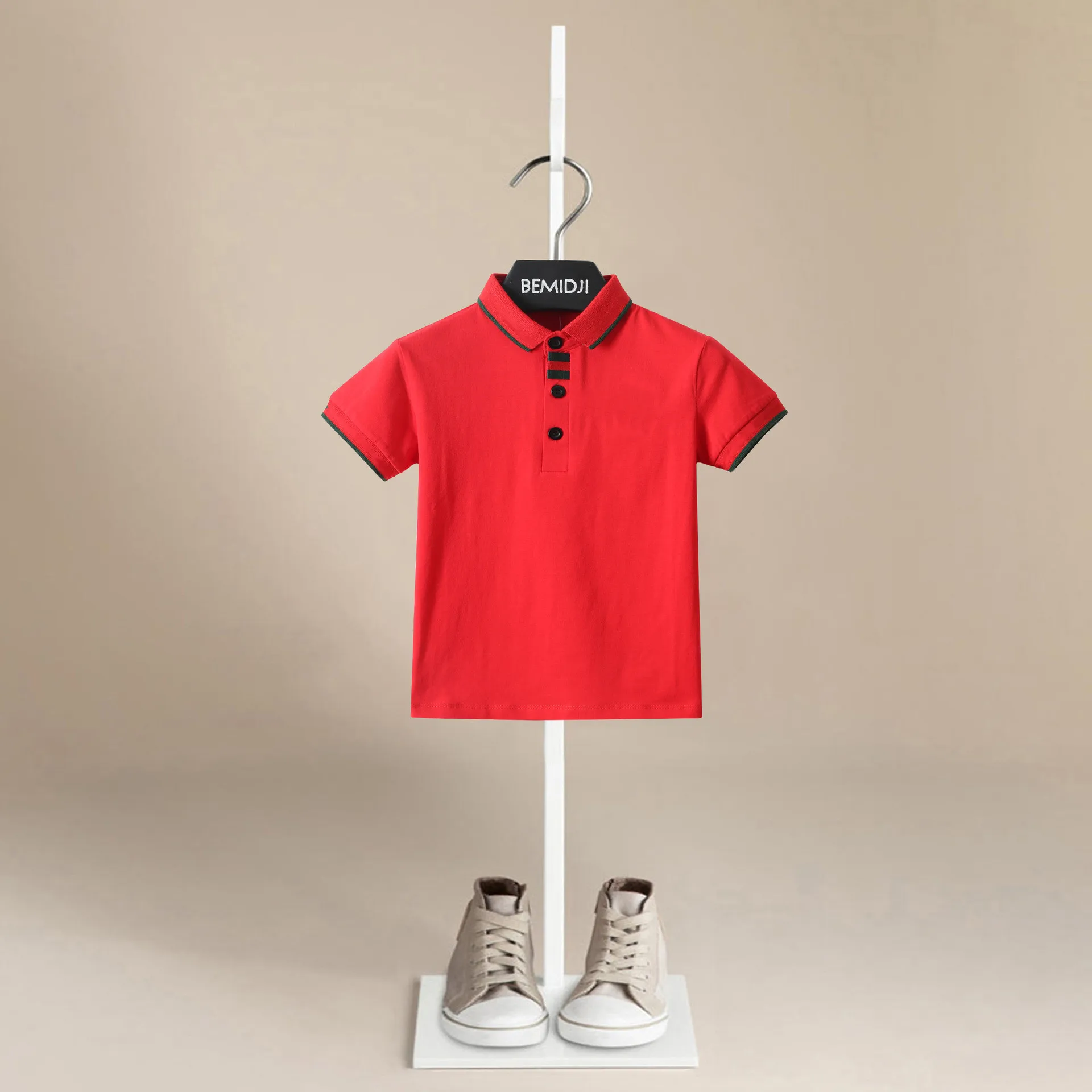 

Летняя детская спортивная футболка в европейском и американском стиле, однотонная, с короткими рукавами, хлопковая, для мальчиков и девочек, поло