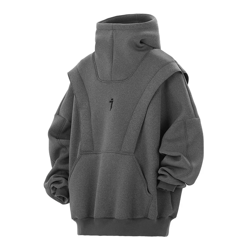 11 BYBB\'S DARK Men Functional Hoodies Streetwear 2024 Patchwork Turtleneck Sweatshirt Pullover Men Fashion Hoodie Techwear