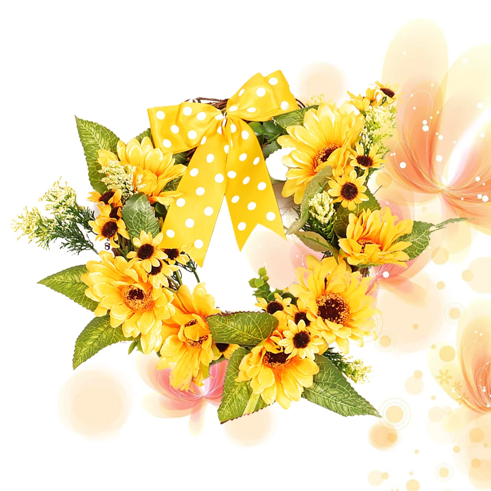 

Sunflower Wreath Faux Floral Ring Decor for Covered Outdoor Indoor Use Door Wall Wedding Party Event Styling Sunflower Wreath
