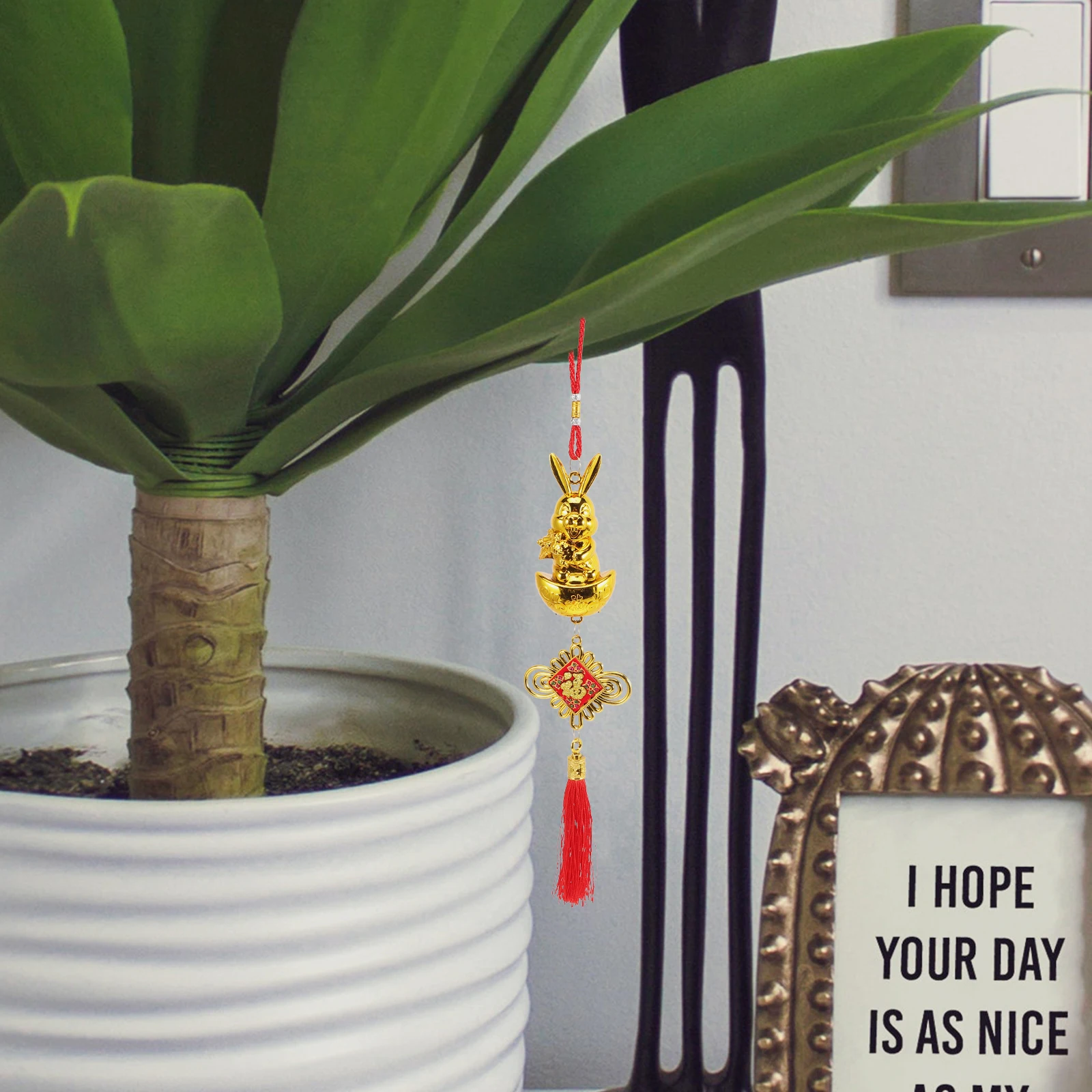 

6Pcs Chinese Style Rabbit Hanging Ornaments Zodiac Bunny Pendants New Year Tassel Spring Festival Bonsai Hanging Decoration