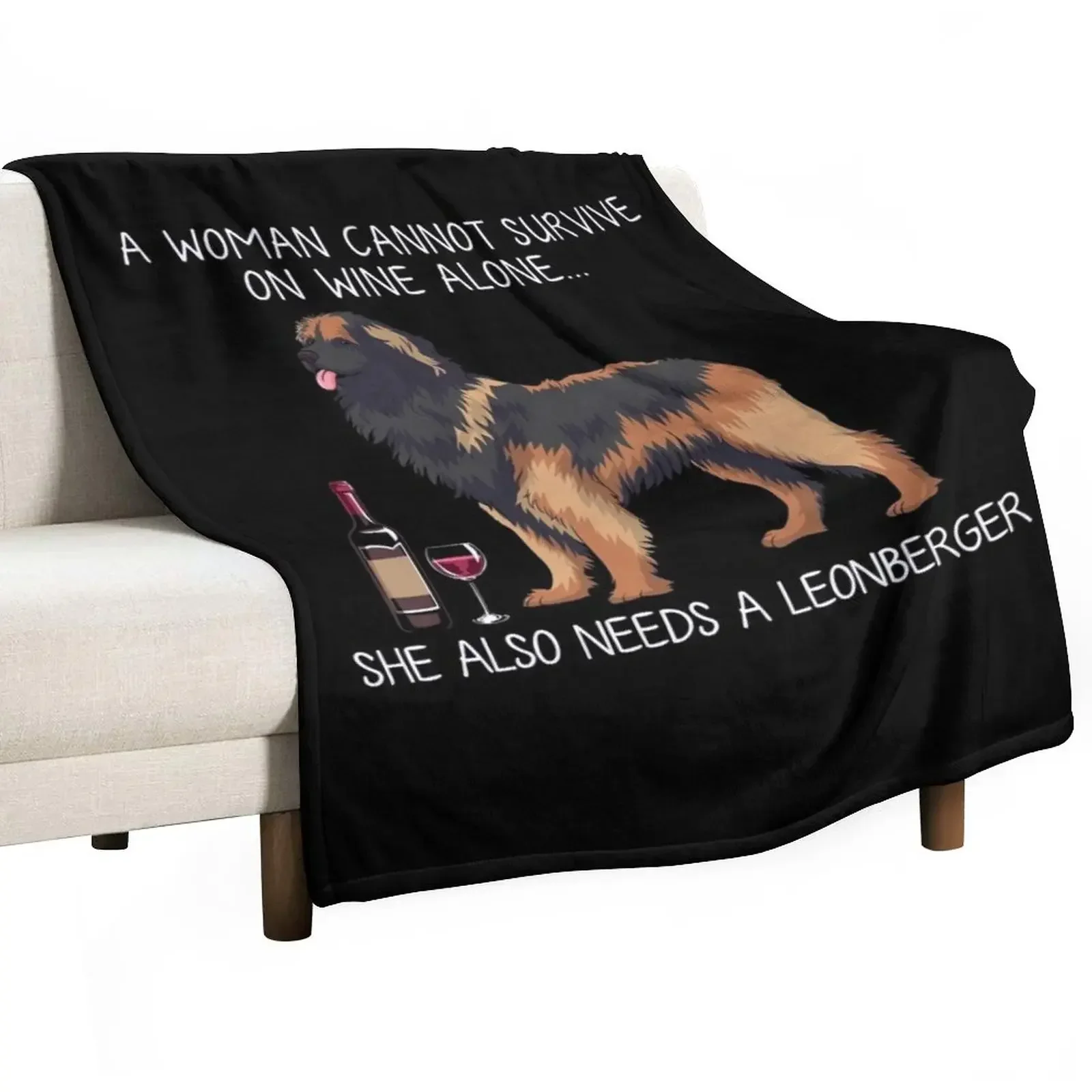 

Leonberger and wine Funny dog Throw Blanket Thermal warm winter Kid'S Thermals For Travel Blankets