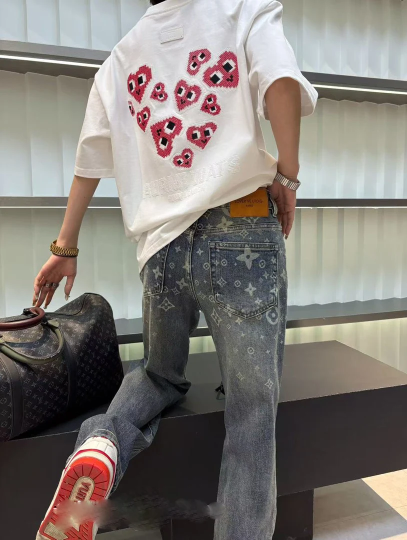 

Мужские джинсы прямого кроя в стиле ретро, легкие, класса люкс, свободного кроя, повседневные брюки с высокой талией на молнии для ежедневной носки