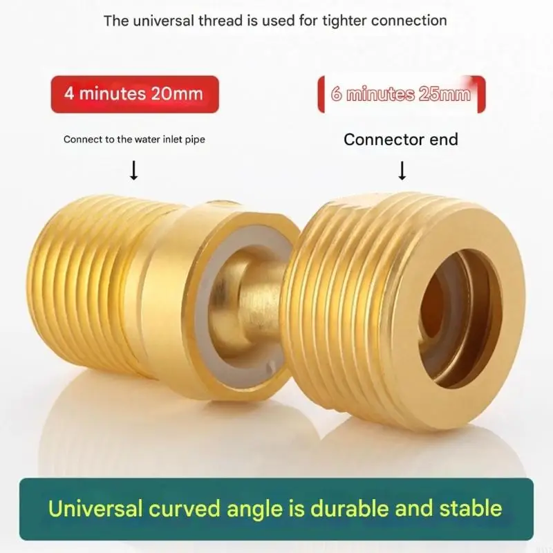 

360 Degree Adjustable Angled Bents Base Lengthened Brass Shower Tap Adapter Curved Feet for Kitchen and Bathroom M4YD