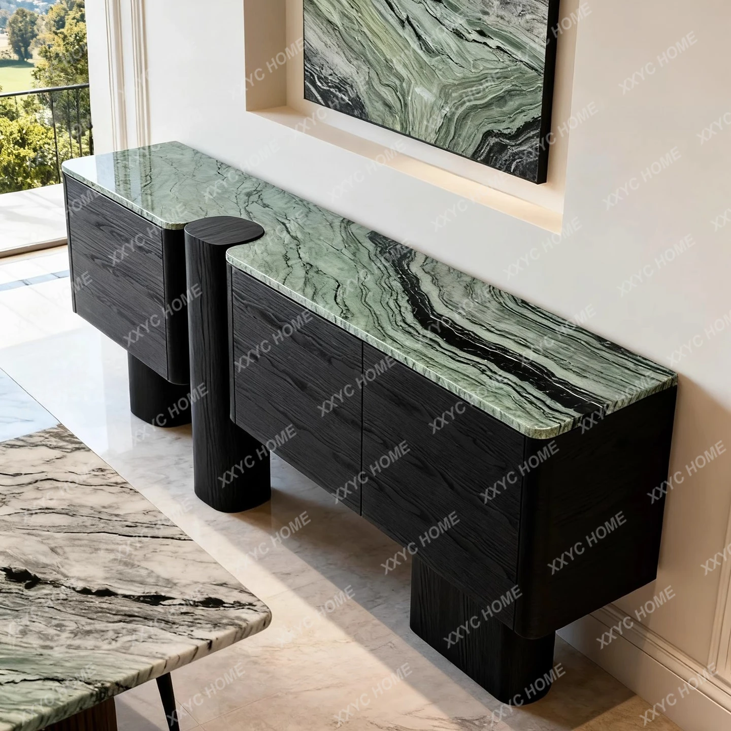 A Luxury stone dining side cabinet light luxury modern simple locker marble