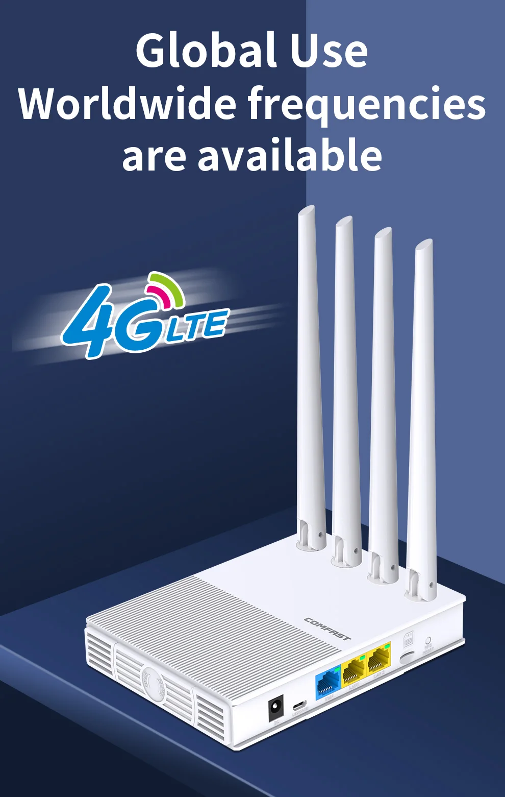 Roteador 4g lte portátil coreia cpe modem 300mbps ao ar livre 4g wifi ponto de acesso móvel com slot para cartão sim 4 antena repetidor hotspot