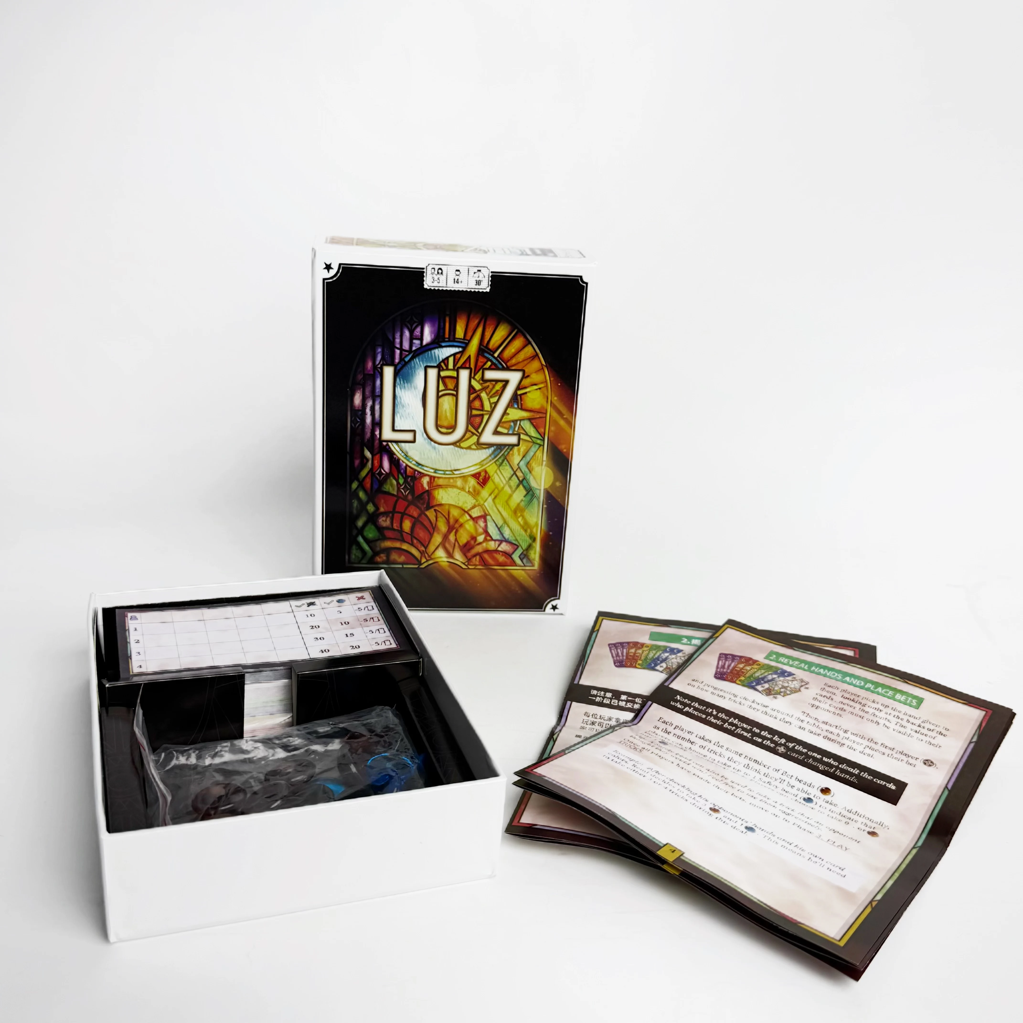 Board Game LUZ Light and Shadow Realm, Portable Fun Play, Relaxed Pace, Bright Patterns, Holiday Gift