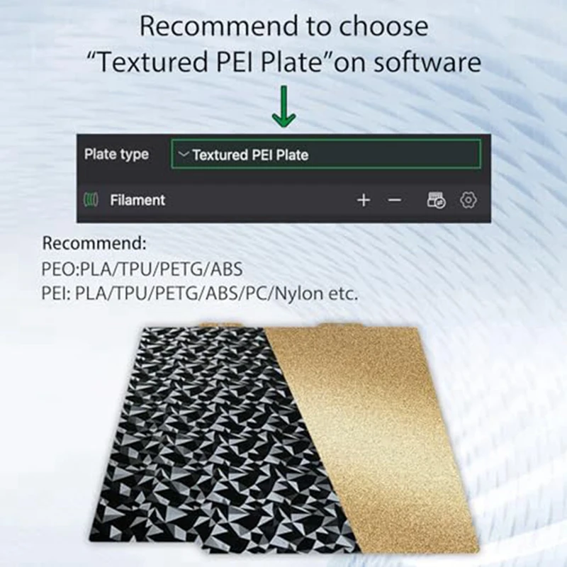 

Двусторонняя гибкая платформа из пружинной стали PEI PEO 184x184 мм для 3D-принтера Bambu Lab A1 Mini с подогреваемой платформой