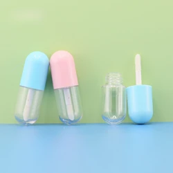 3ML Capsule Lip Gloss Lip Glaze Tube Mini Cute Capsule Lipstick Tube Empty Lipgloss Tube with Wands DIY Cosmetic Containersعطر