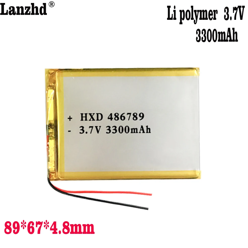 3.7V Lithium Polymer Rechargeable battery li-po 486789 For GPS DVD PDA PAD power bank e-book camera tablet PC laptop 3300mAh