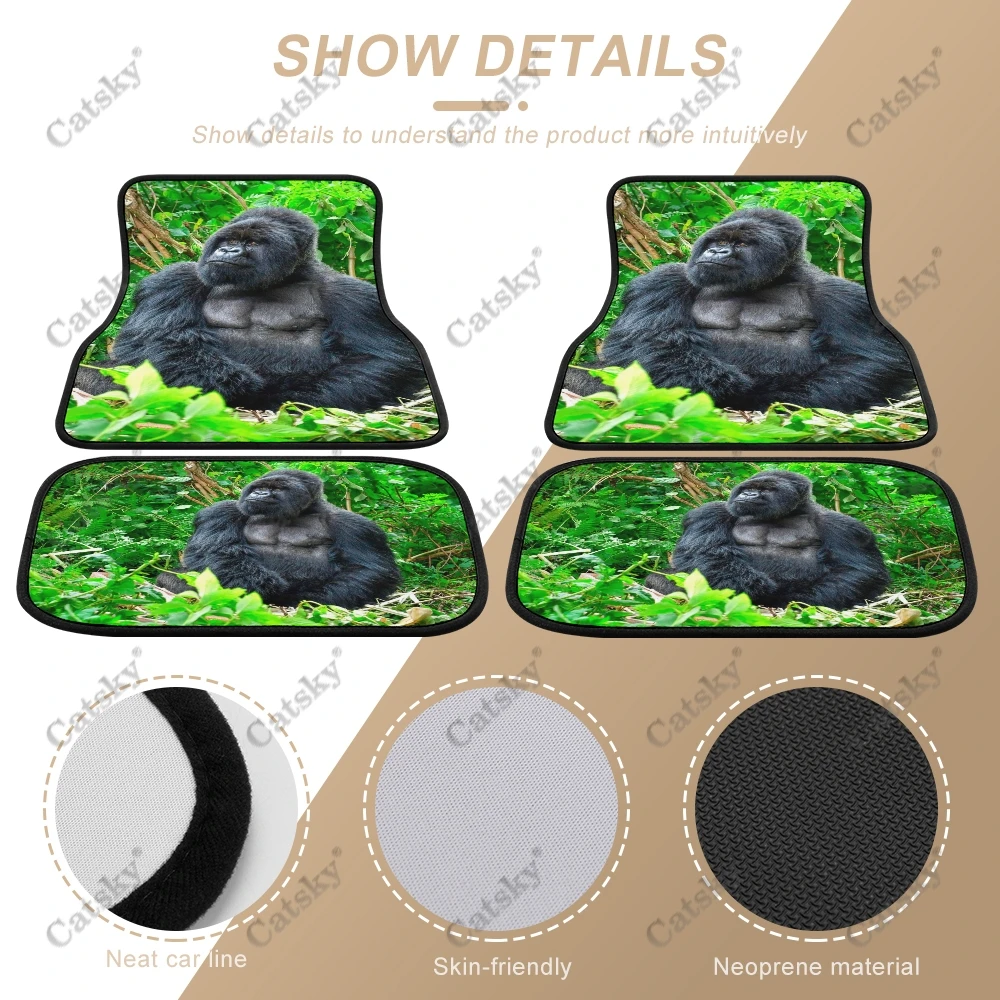 gorilla animal Car Floor Mats Carpet Non-Slip Rubber Mats 4-Pack for Car Accessories SUV Truck Floor Mats