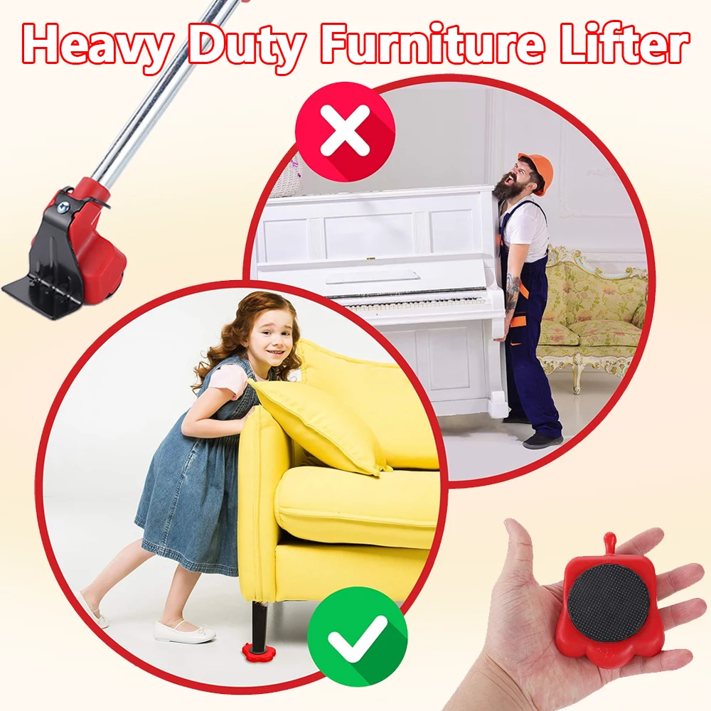 6KG Furniture Moving Transport Roller Set Heavy Duty Lifiting Caster Tool Furniture Transport Lifter Sliders Roller Tool image 6