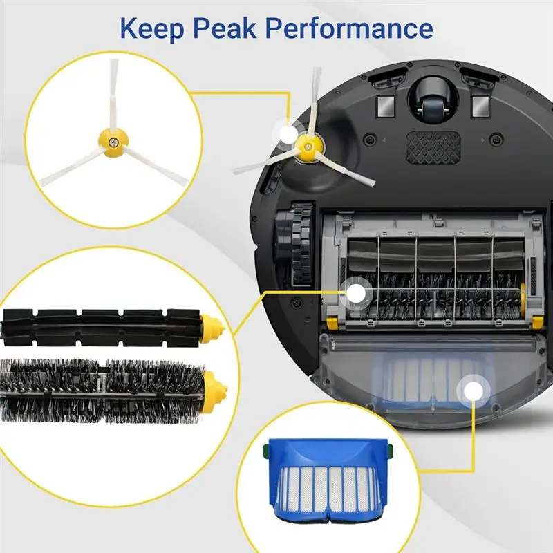 KYCOR-For Irobot Roomba 600 Series 694 692 690 695 680 660 665 651 650 620 Vacuum Cleaner Parts Main Side Brush HEPA Filter