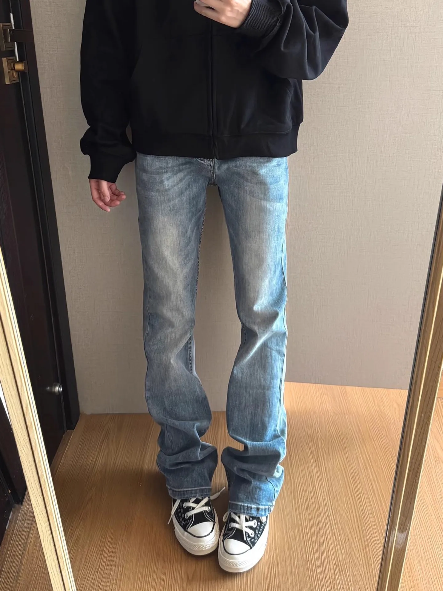 

Мужские облегающие джинсы American Sle с высокой талией, узкая версия Cleanfit, улучшенные тонкие прямые брюки, осень