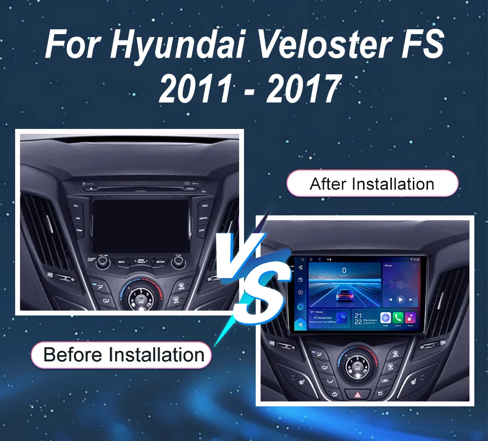 Car Android 16 Radio For Hyundai Veloster FS 2011 -2017 Auto Stereo Multimedia Player GPS Navigation Carplay QLED Touch Screen