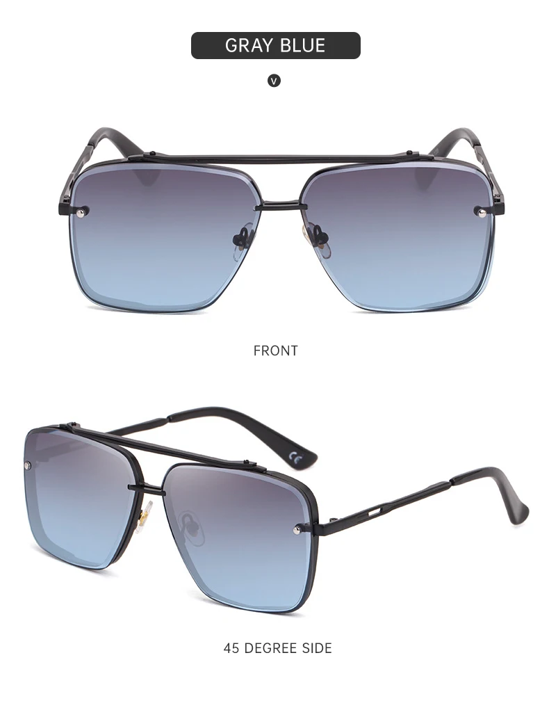 Übergroße Quadratische Randlose Sonnenbrille für Herren 2026 Luxusmarken-Designer Vintage Rahmenlose Sonnenbrillen für Männer Retro Eyewear Shades – Detail 15