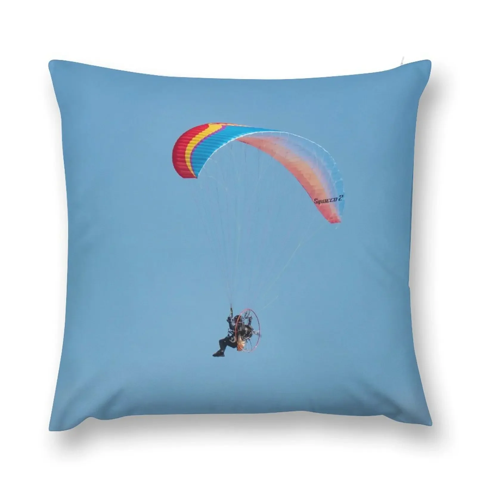 Powered Paraglider in Action. Throw Pillow Room decorating items christmas pillowcases Cushions For Sofa Plaid Sofa pillow