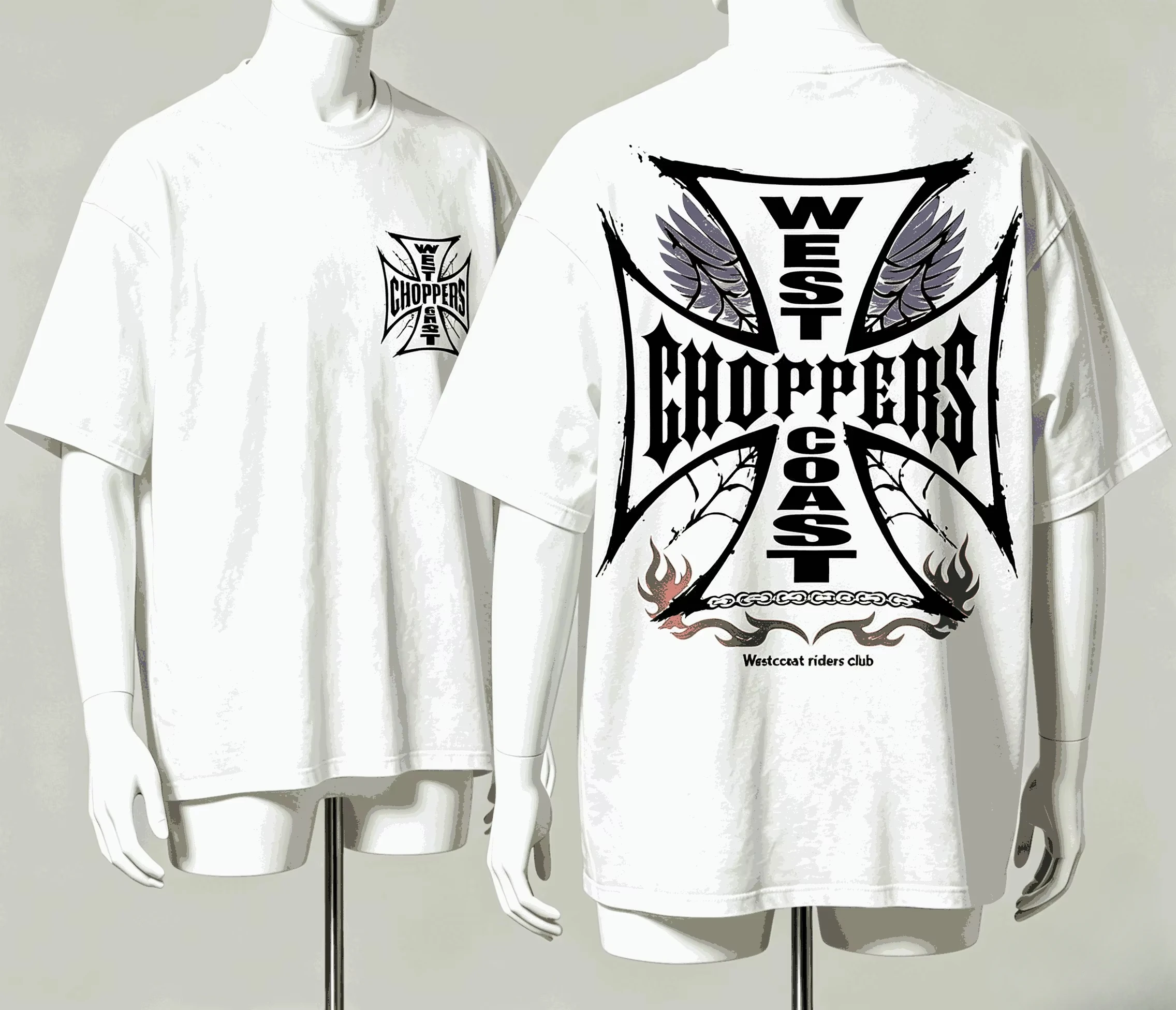 White West Coast Choppers Riders Club Vintage T-Shirt Cotton Graphic Tee Men Women Summer Streetwear