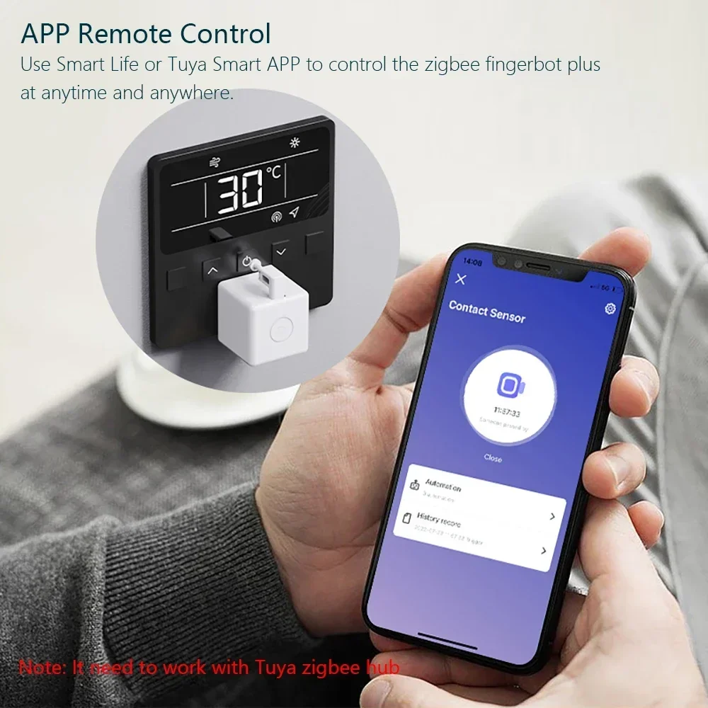Tuya Zigbee-Smart Fingerbot Plus Switch Button Pusher, Touch Life App, Voice Control, Alexa, Google Home, Alice Need Zigequation airies