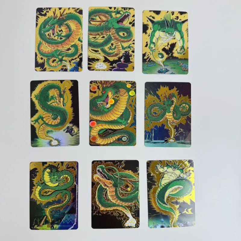 9 Sheets Flash Card Shenron Son Goku Dragon Ball Diy Refractive Hot Stamping Series Anime Collection Action Toy Figures Gifts